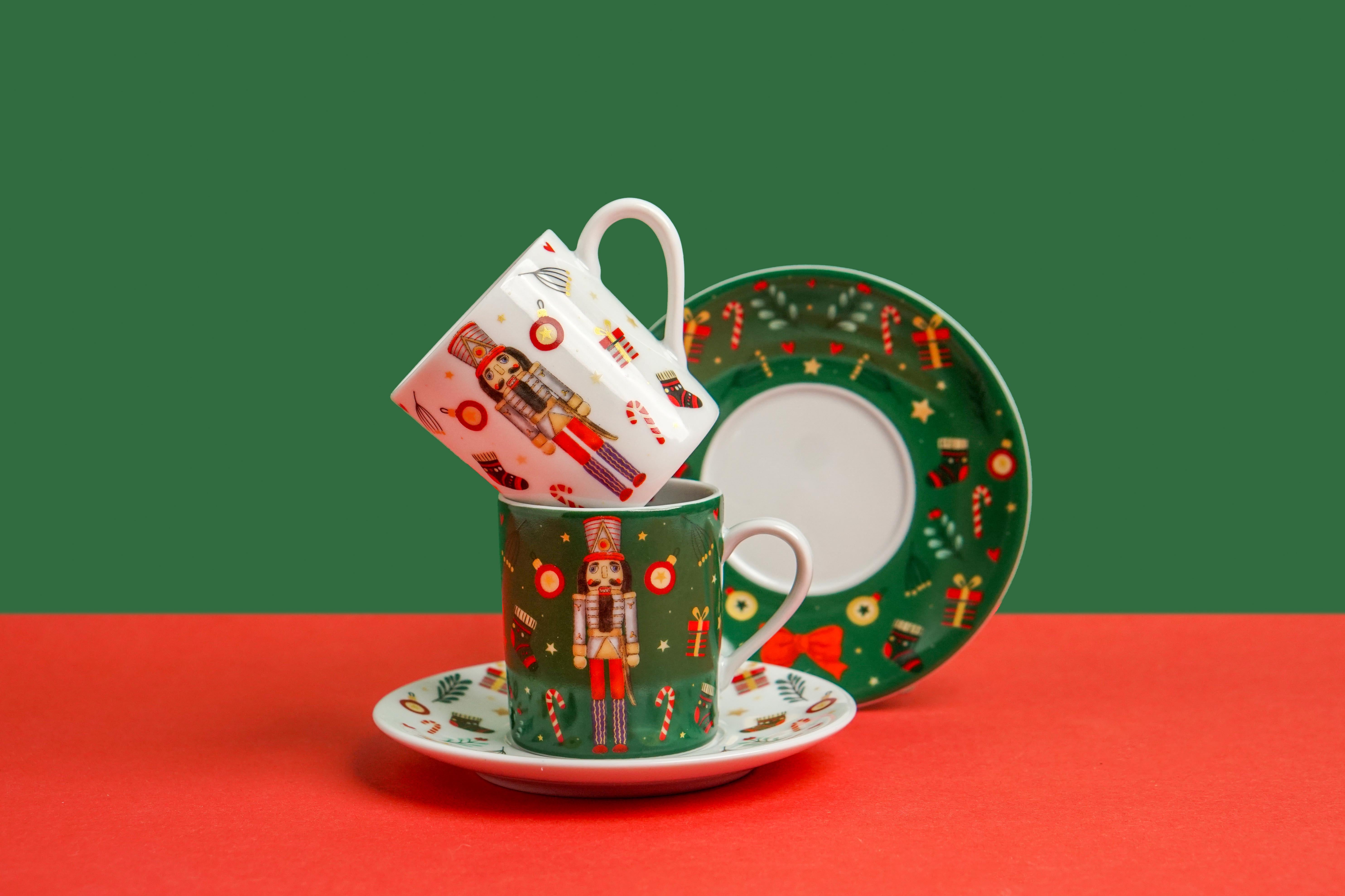 Christmas Nutcracker Grenn Porselen Kahve Fincanı